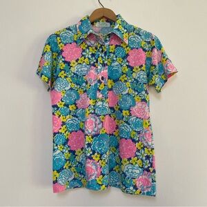 Lilly Pulitzer Vintage Floral Polo Shirt Medium